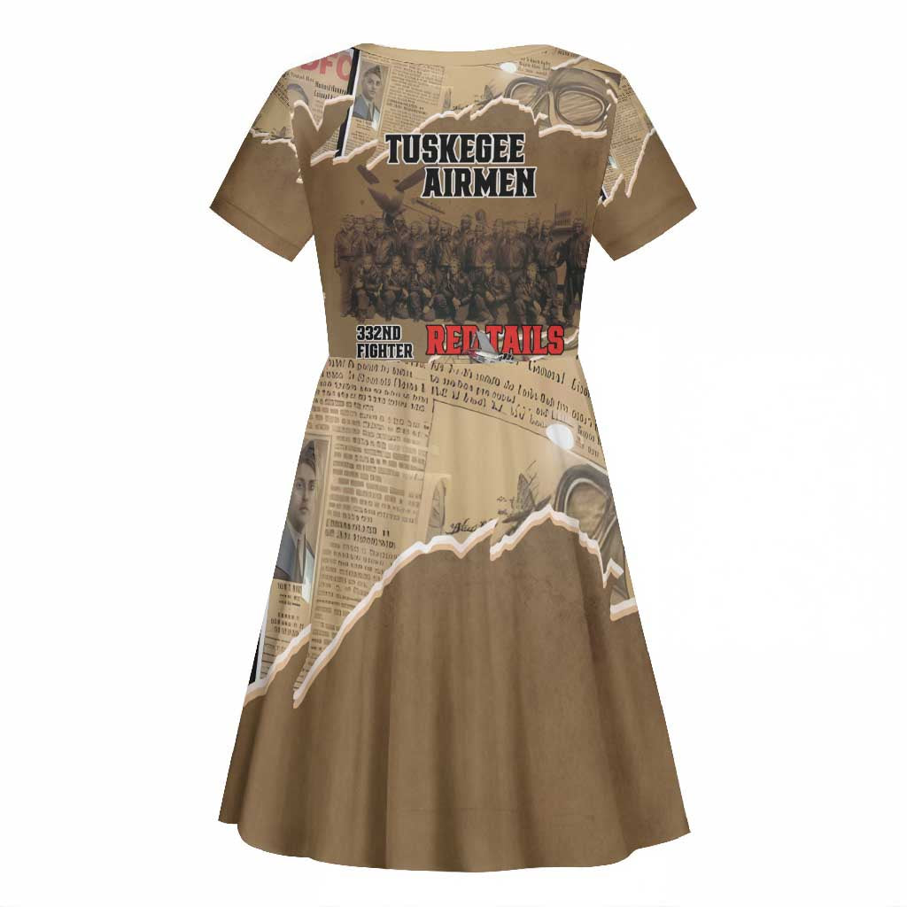 Tuskegee Airmen  Red Tails Tribute Kid Short Sleeve Dress Black History Air Force - African Pride