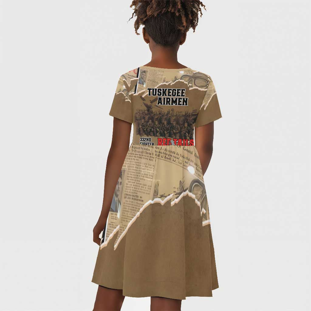 Tuskegee Airmen  Red Tails Tribute Kid Short Sleeve Dress Black History Air Force - African Pride