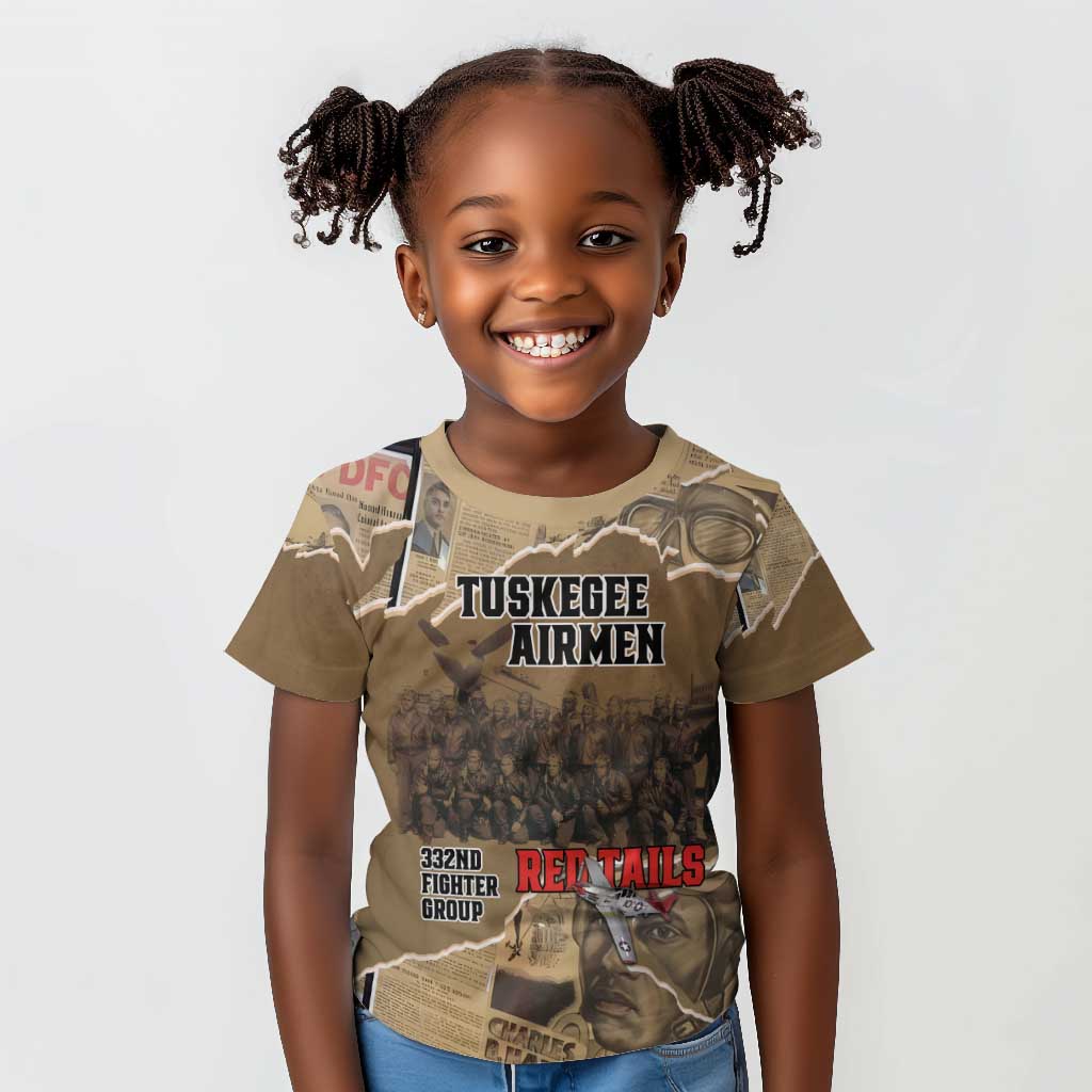 Tuskegee Airmen  Red Tails Tribute Kid T shirt Black History Air Force - African Pride