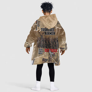 Tuskegee Airmen  Red Tails Tribute Kid Wearable Blanket Hoodie Black History Air Force - African Pride