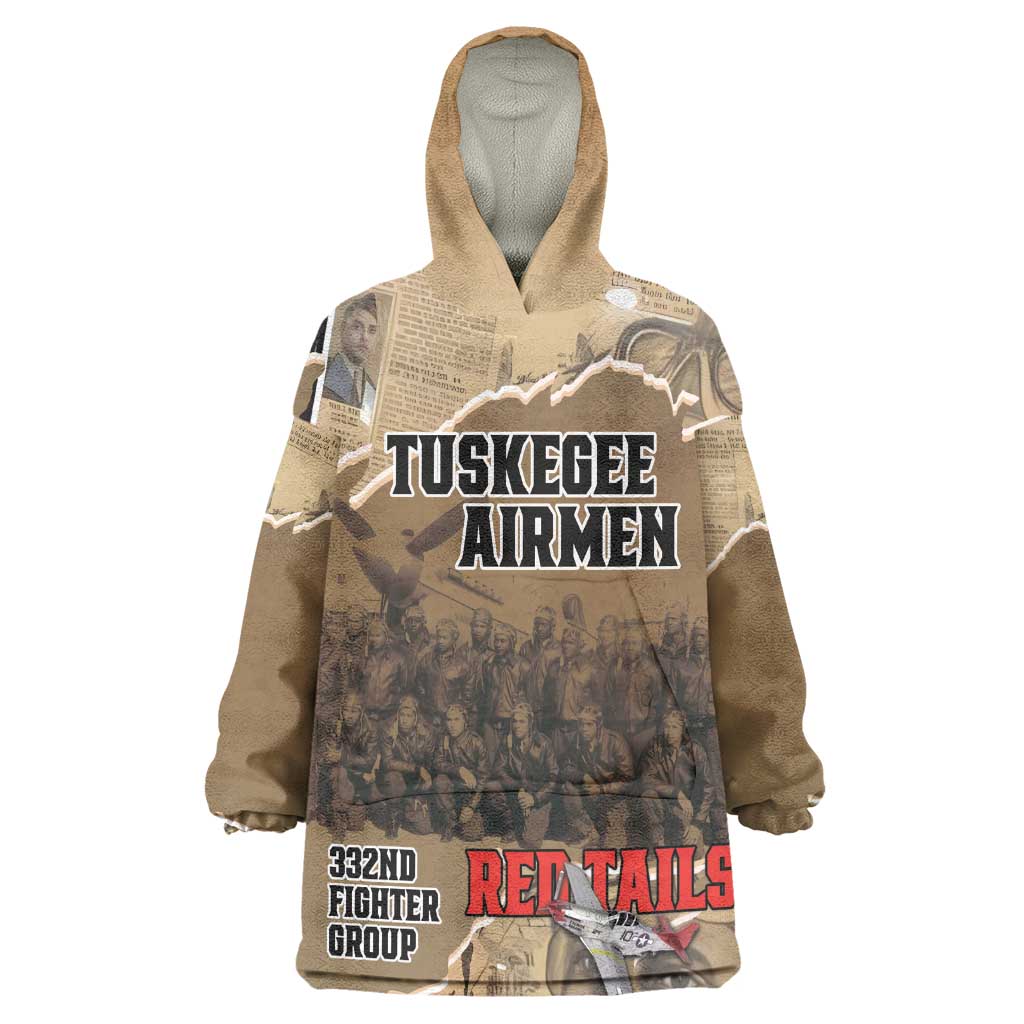 Tuskegee Airmen  Red Tails Tribute Kid Wearable Blanket Hoodie Black History Air Force - African Pride