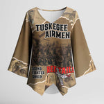 Tuskegee Airmen  Red Tails Tribute Kimono Sleeve Blouse Black History Air Force