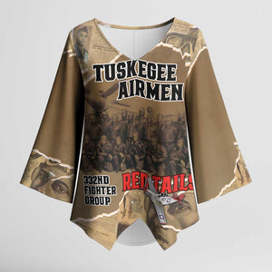 Tuskegee Airmen  Red Tails Tribute Kimono Sleeve Blouse Black History Air Force