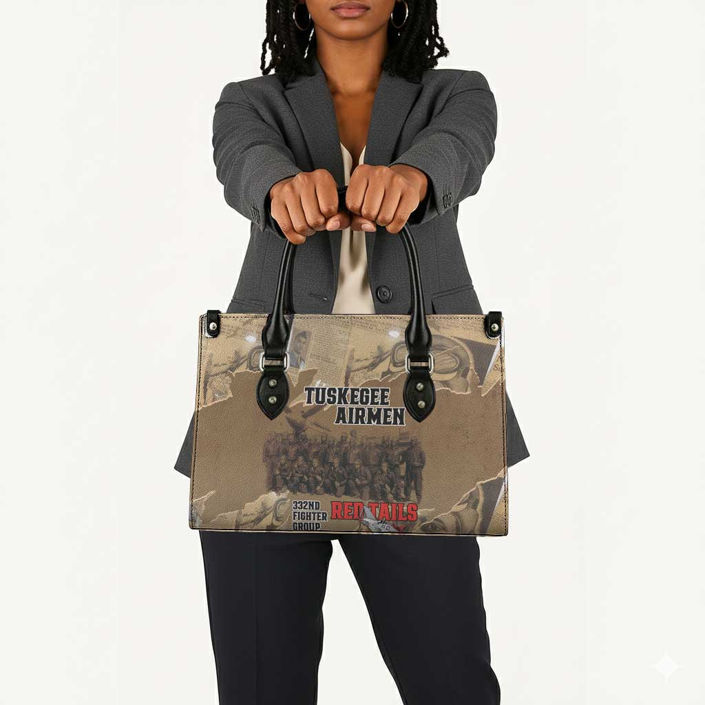 Tuskegee Airmen  Red Tails Tribute Leather Bag Black History Air Force
