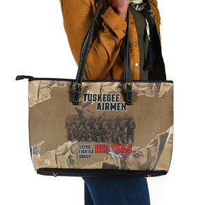 Tuskegee Airmen  Red Tails Tribute Leather Tote Bag Black History Air Force - African Pride