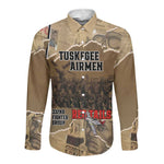 Tuskegee Airmen  Red Tails Tribute Long Sleeve Button Shirt Black History Air Force - African Pride