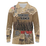 Tuskegee Airmen  Red Tails Tribute Long Sleeve Polo Shirt Black History Air Force - African Pride
