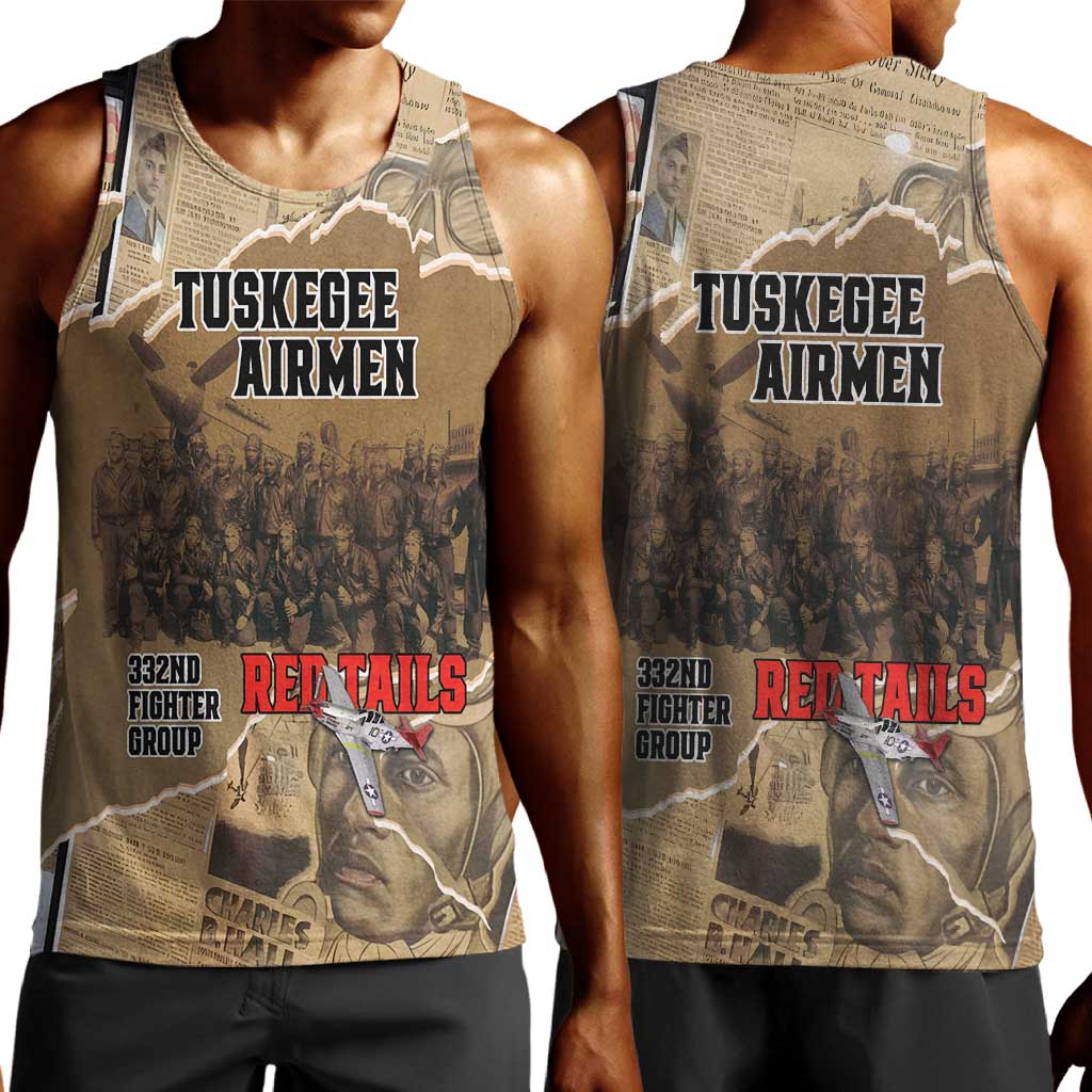 Tuskegee Airmen  Red Tails Tribute Men Tank Top Black History Air Force - African Pride