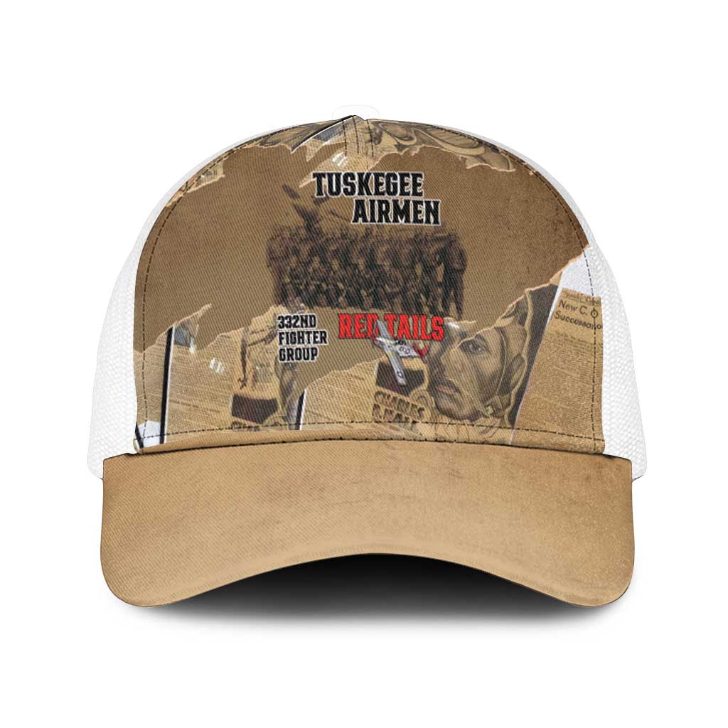 Tuskegee Airmen  Red Tails Tribute Mesh Trucker Cap Black History Air Force - African Pride