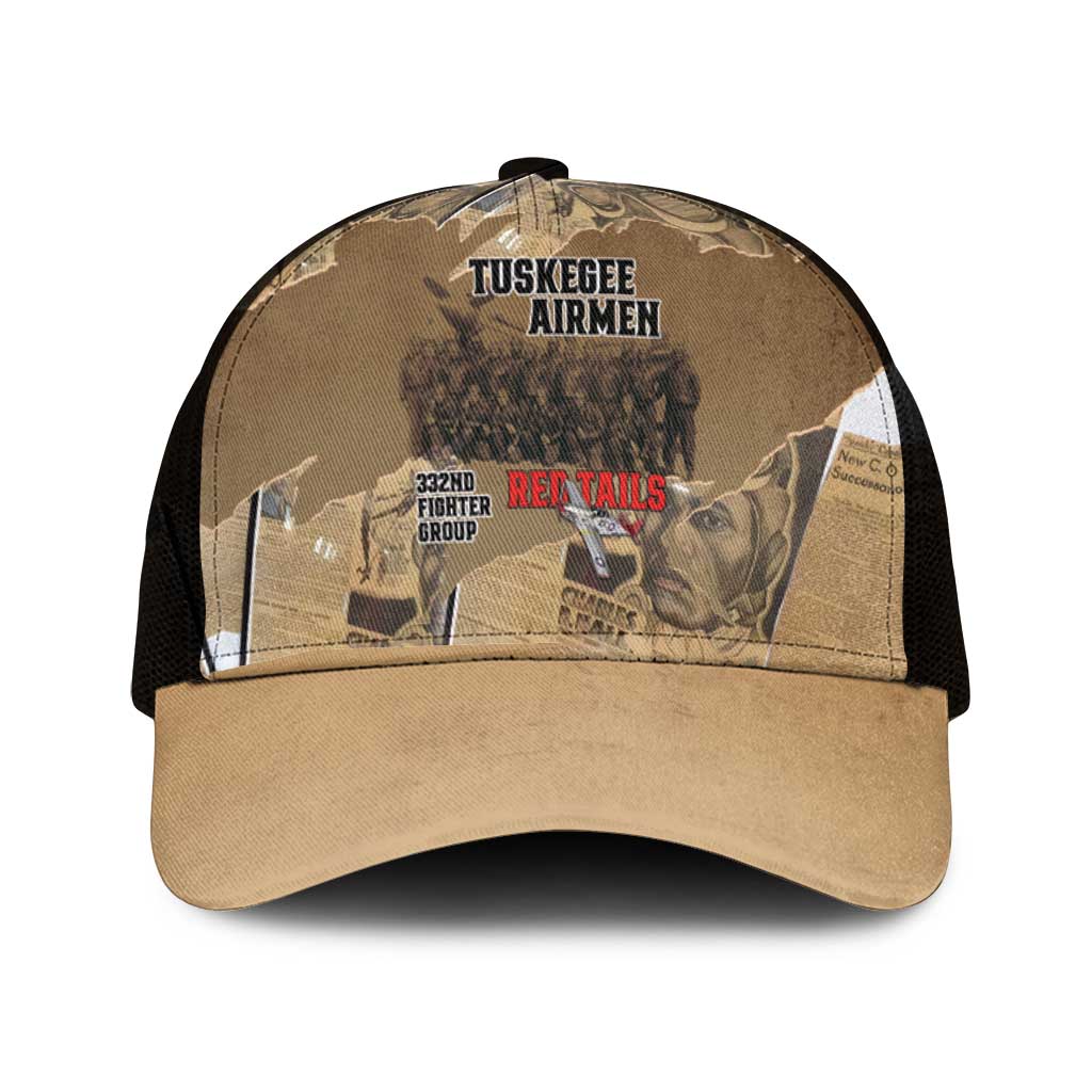 Tuskegee Airmen  Red Tails Tribute Mesh Trucker Cap Black History Air Force - African Pride