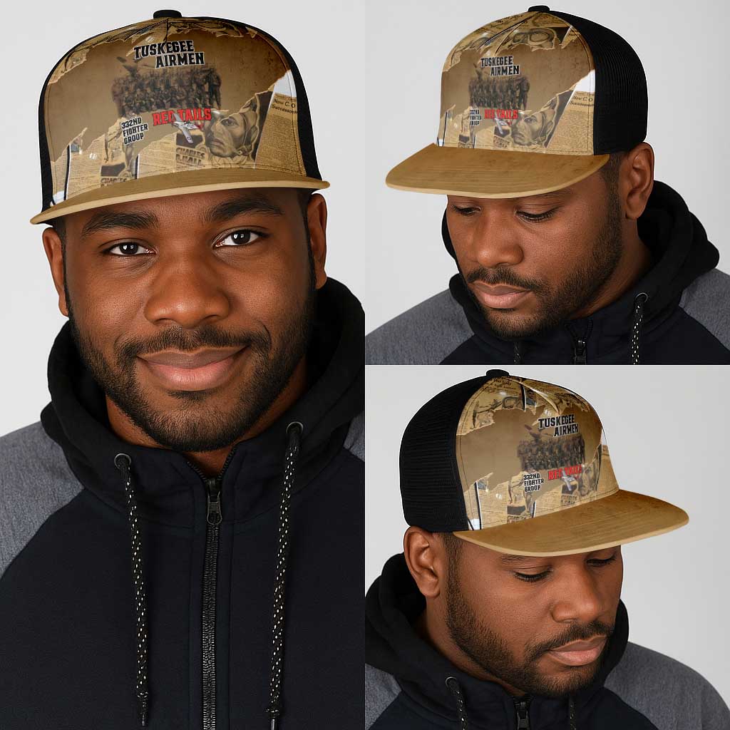 Tuskegee Airmen  Red Tails Tribute Mesh Trucker Cap Black History Air Force - African Pride