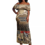 Tuskegee Airmen  Red Tails Tribute Off Shoulder Maxi Dress Black History Air Force - African Pride