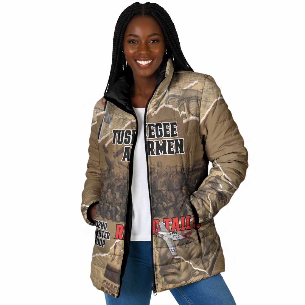 Tuskegee Airmen  Red Tails Tribute Padded Jacket Black History Air Force