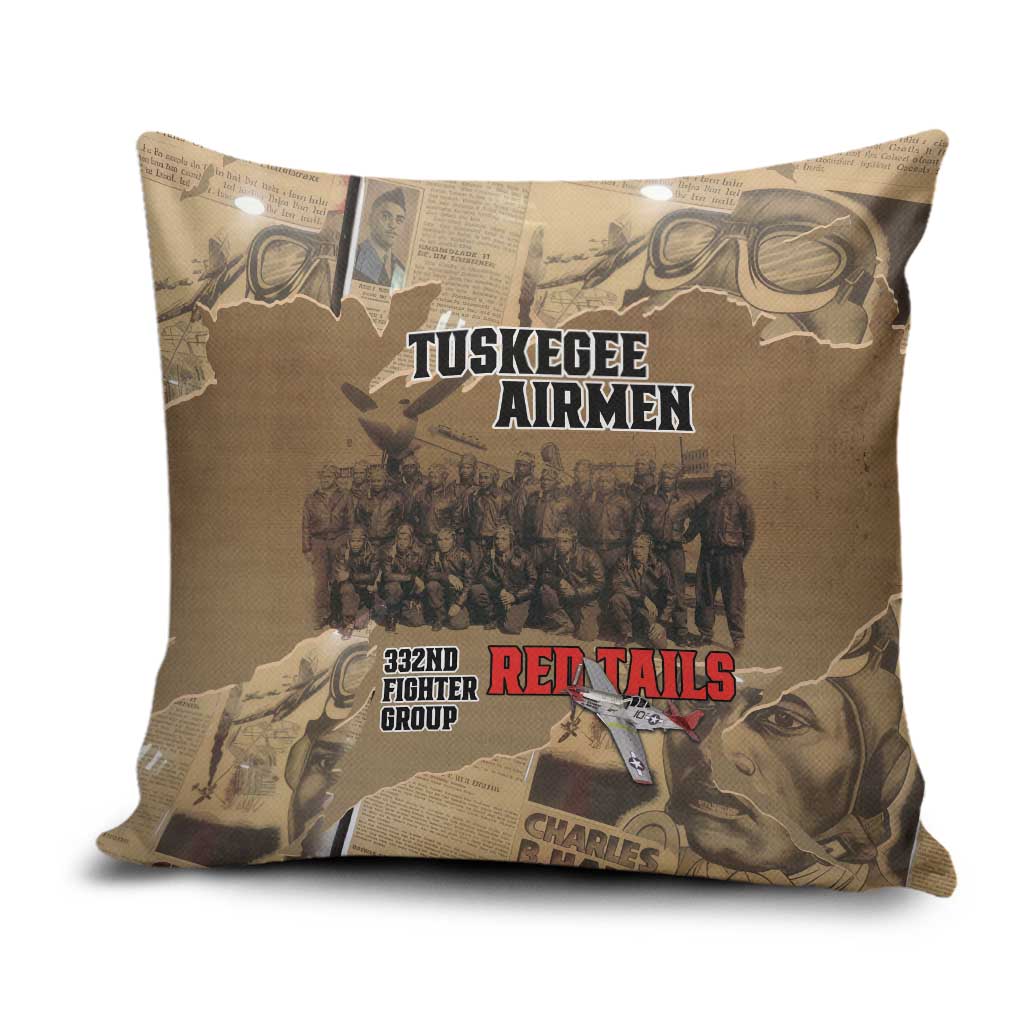 Tuskegee Airmen  Red Tails Tribute Pillow Cover Black History Air Force