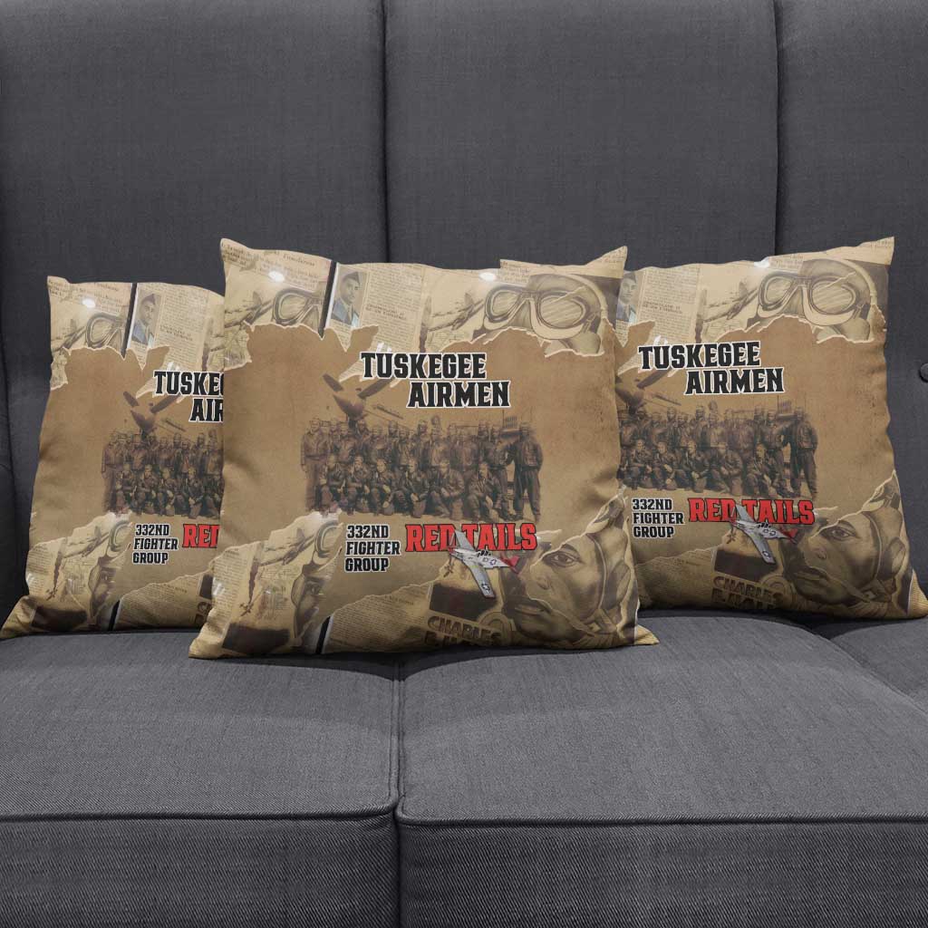 Tuskegee Airmen  Red Tails Tribute Pillow Cover Black History Air Force