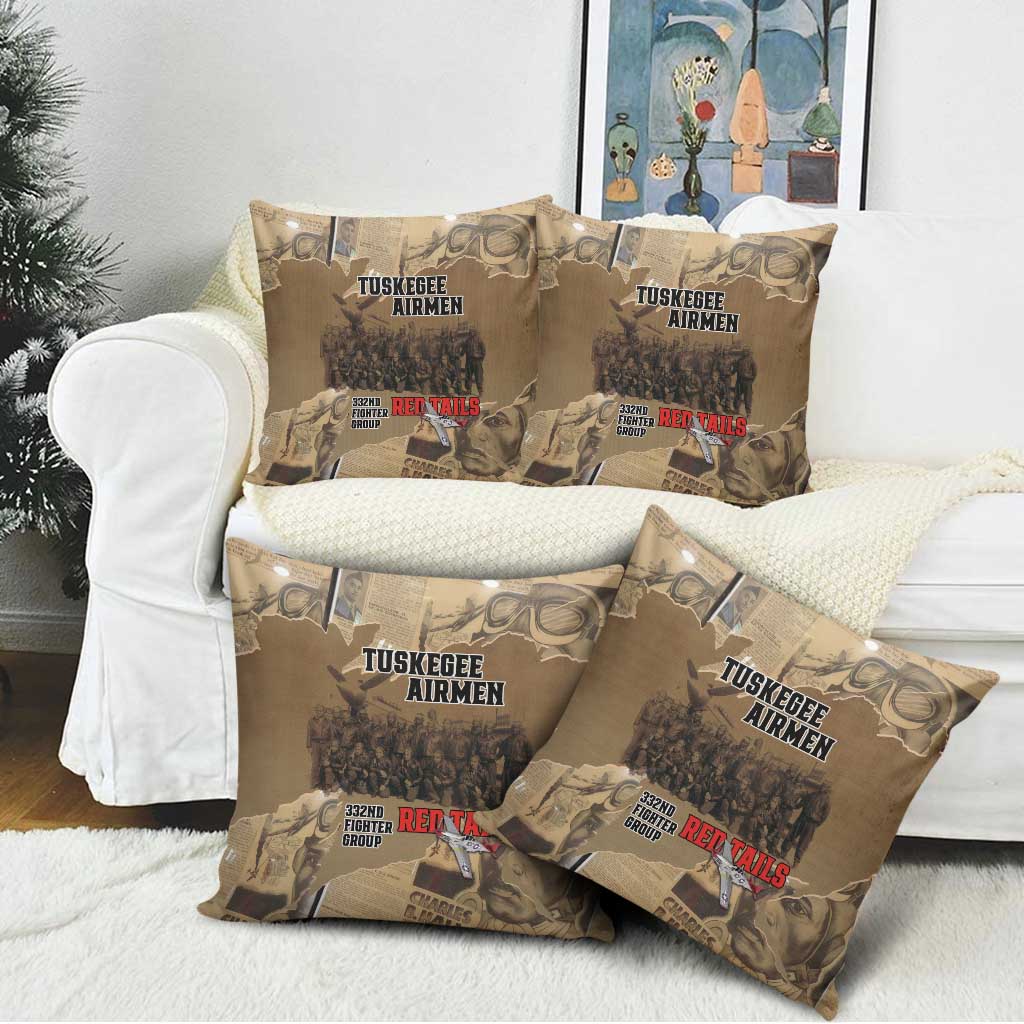 Tuskegee Airmen  Red Tails Tribute Pillow Cover Black History Air Force