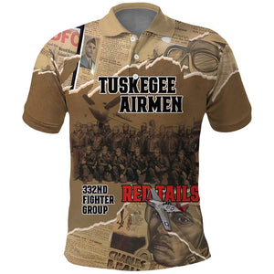 Tuskegee Airmen  Red Tails Tribute Polo Shirt Black History Air Force - African Pride