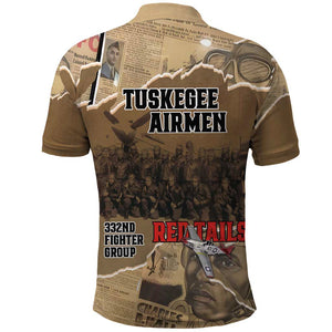 Tuskegee Airmen  Red Tails Tribute Polo Shirt Black History Air Force - African Pride