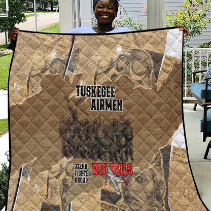 Tuskegee Airmen  Red Tails Tribute Quilt Black History Air Force - African Pride