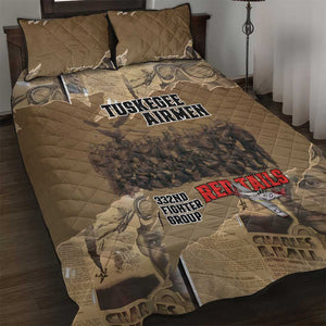 Tuskegee Airmen  Red Tails Tribute Quilt Bed Set Black History Air Force - African Pride