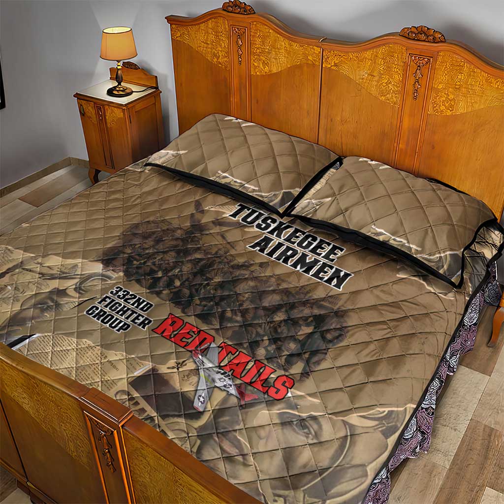 Tuskegee Airmen  Red Tails Tribute Quilt Bed Set Black History Air Force - African Pride