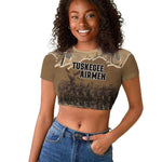 Tuskegee Airmen  Red Tails Tribute Raglan Cropped T shirt Black History Air Force - African Pride