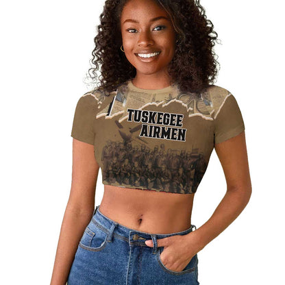 Tuskegee Airmen  Red Tails Tribute Raglan Cropped T shirt Black History Air Force - African Pride