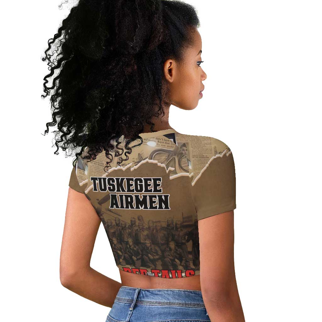 Tuskegee Airmen  Red Tails Tribute Raglan Cropped T shirt Black History Air Force - African Pride