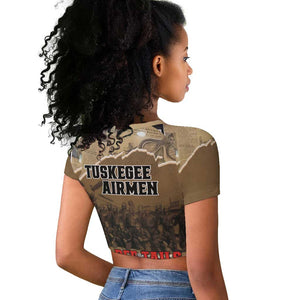 Tuskegee Airmen  Red Tails Tribute Raglan Cropped T shirt Black History Air Force - African Pride