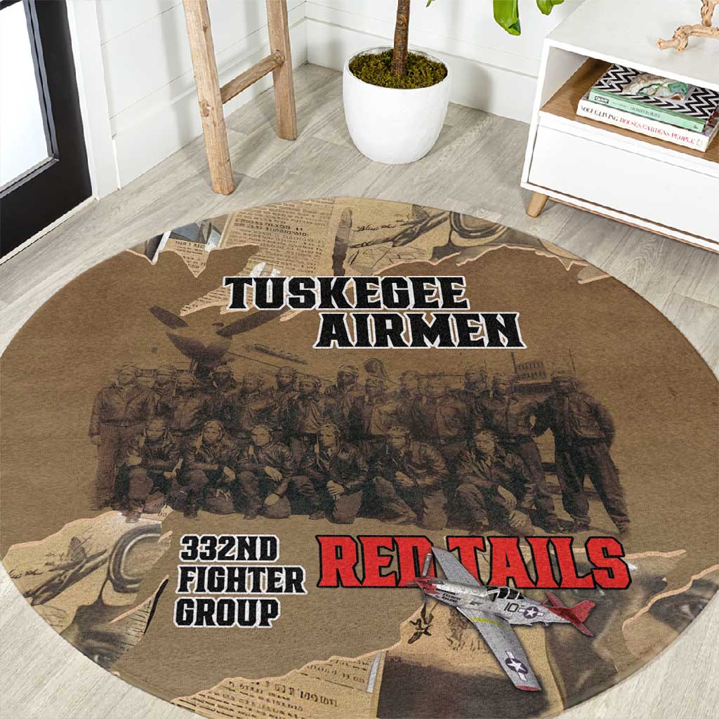 Tuskegee Airmen  Red Tails Tribute Round Carpet Black History Air Force - African Pride