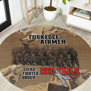Tuskegee Airmen  Red Tails Tribute Round Carpet Black History Air Force - African Pride