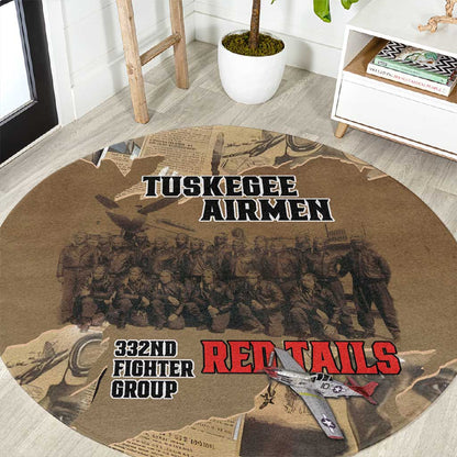 Tuskegee Airmen  Red Tails Tribute Round Carpet Black History Air Force - African Pride