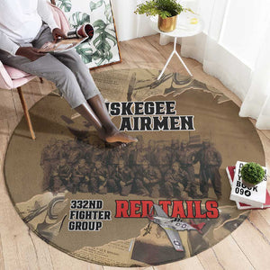 Tuskegee Airmen  Red Tails Tribute Round Carpet Black History Air Force - African Pride