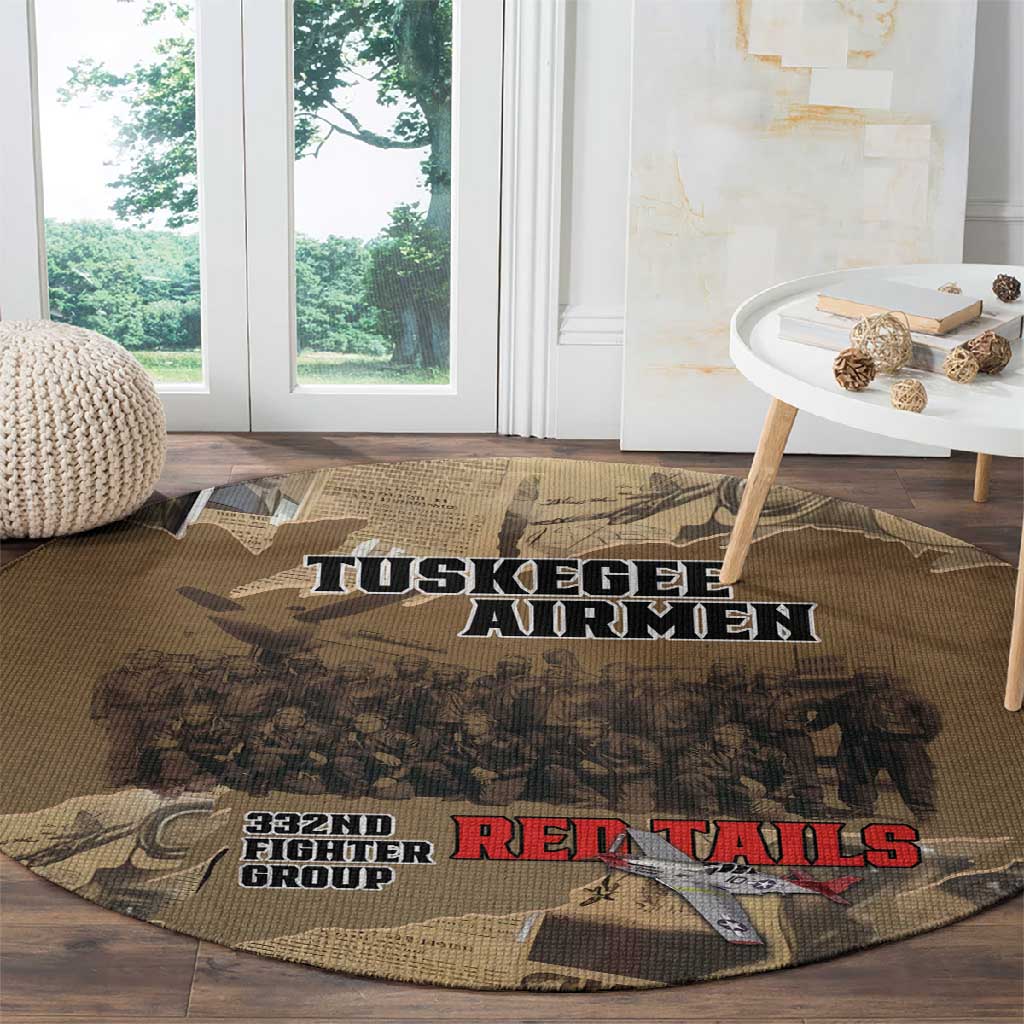 Tuskegee Airmen  Red Tails Tribute Round Carpet Black History Air Force - African Pride
