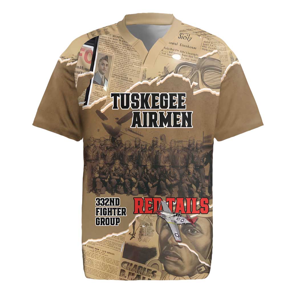Tuskegee Airmen  Red Tails Tribute Rugby Jersey Black History Air Force - African Pride