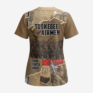 Tuskegee Airmen Red Tails Tribute Scrub Top Black History Air Force LT18