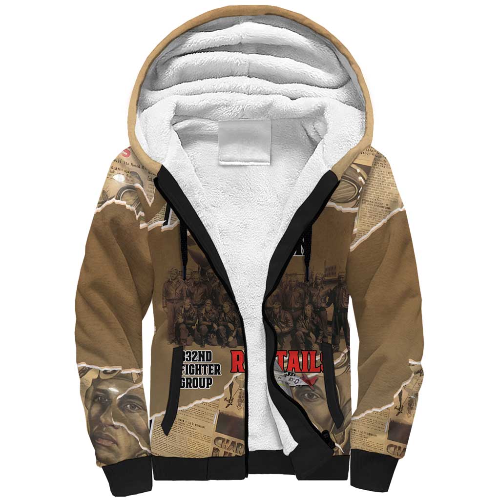 Tuskegee Airmen  Red Tails Tribute Sherpa Hoodie Black History Air Force - African Pride