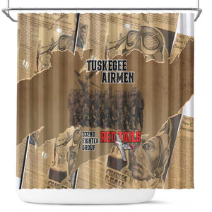 Tuskegee Airmen  Red Tails Tribute Shower Curtain Black History Air Force - African Pride