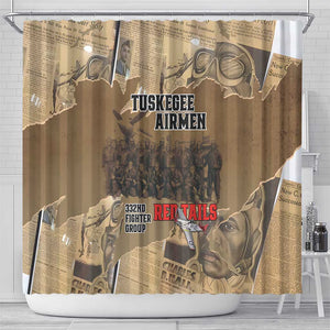 Tuskegee Airmen  Red Tails Tribute Shower Curtain Black History Air Force - African Pride
