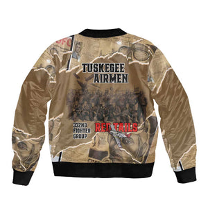 Tuskegee Airmen  Red Tails Tribute Sleeve Zip Bomber Jacket Black History Air Force - African Pride