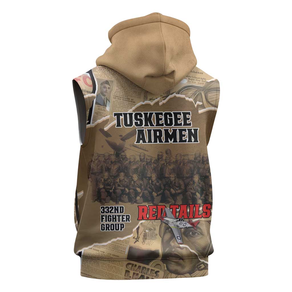 Tuskegee Airmen  Red Tails Tribute Sleeveless Hoodie Black History Air Force - African Pride