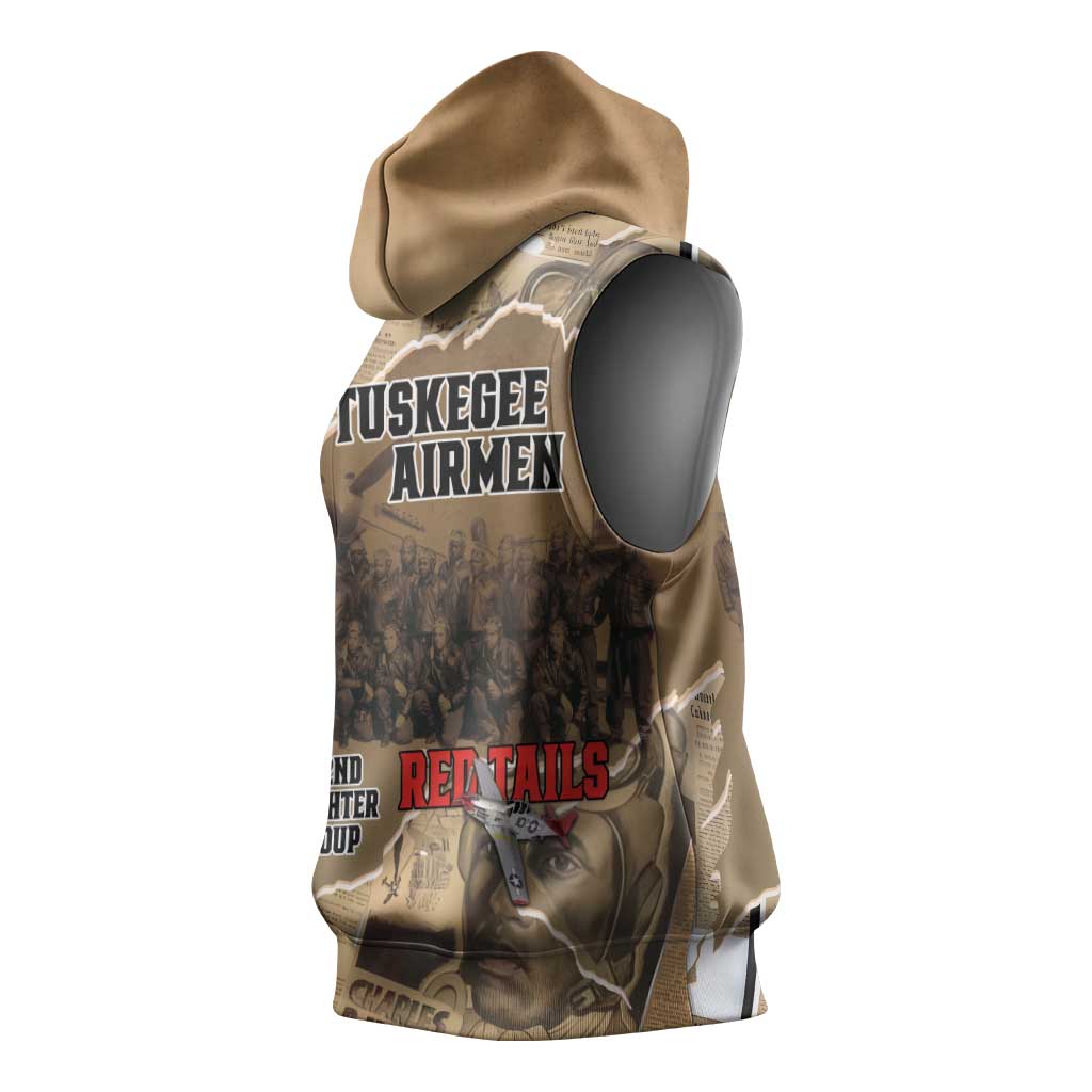 Tuskegee Airmen  Red Tails Tribute Sleeveless Hoodie Black History Air Force - African Pride