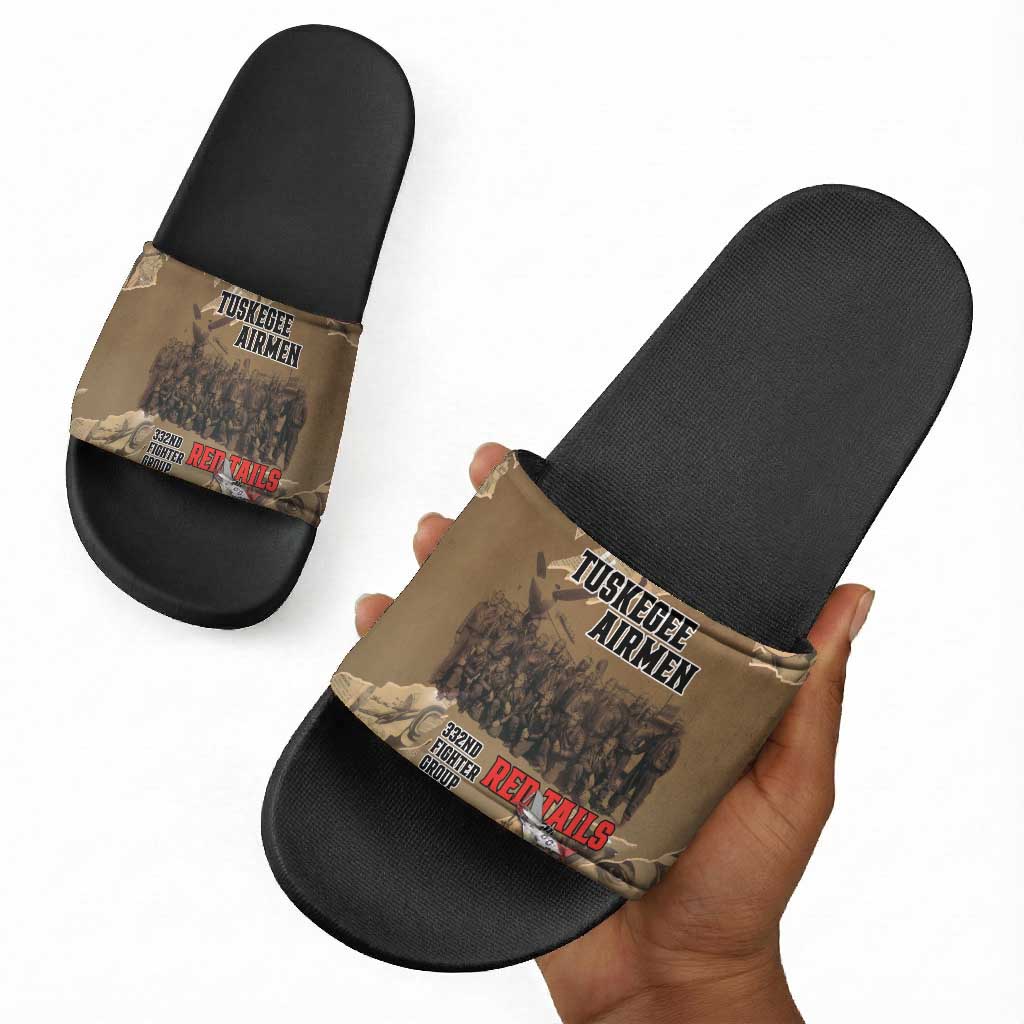 Tuskegee Airmen  Red Tails Tribute Slide Sandals Black History Air Force