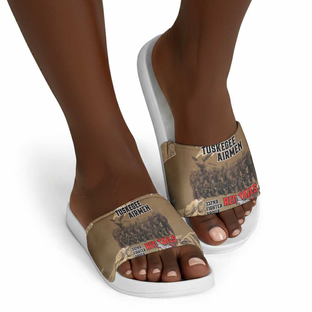 Tuskegee Airmen  Red Tails Tribute Slide Sandals Black History Air Force