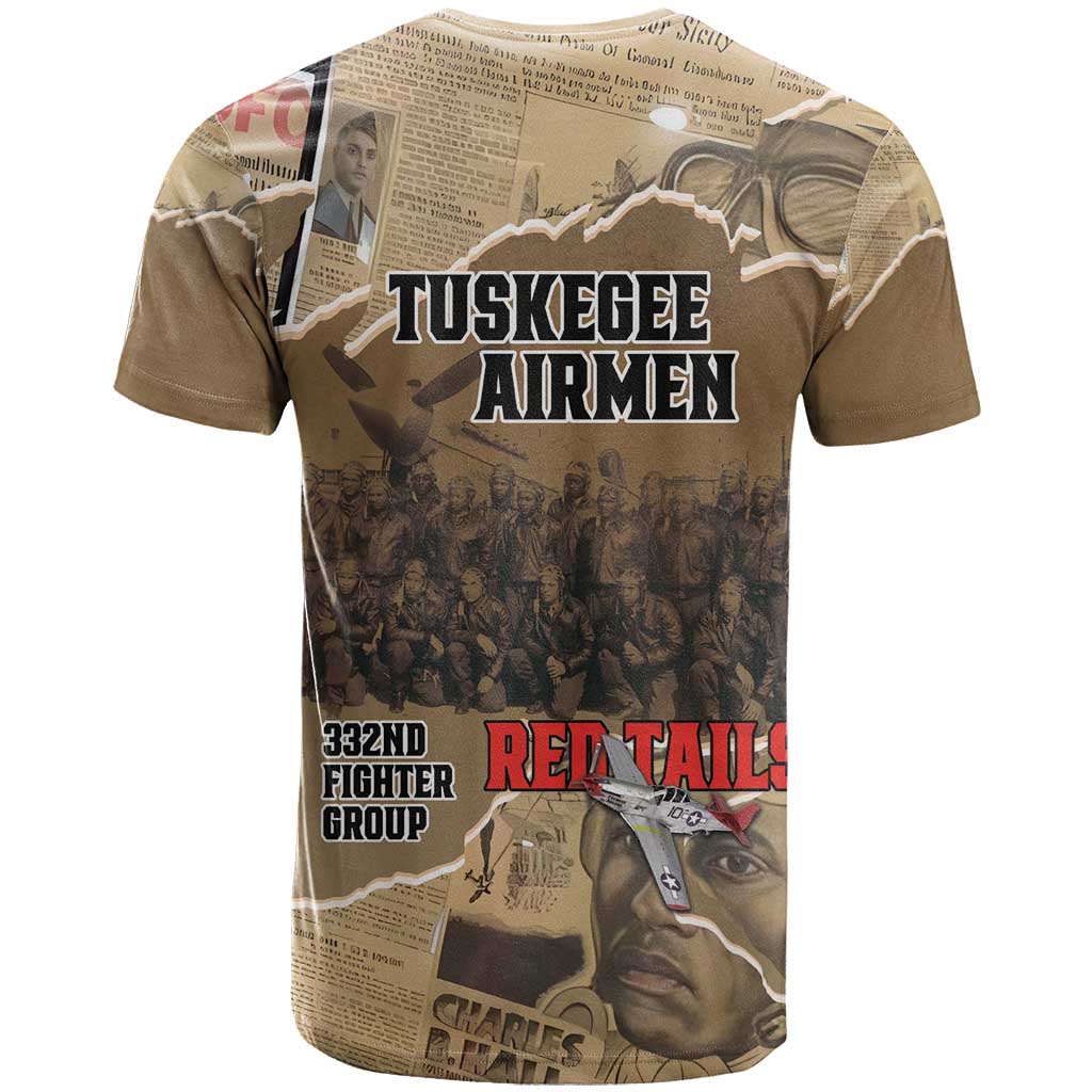Tuskegee Airmen  Red Tails Tribute T shirt Black History Air Force - African Pride