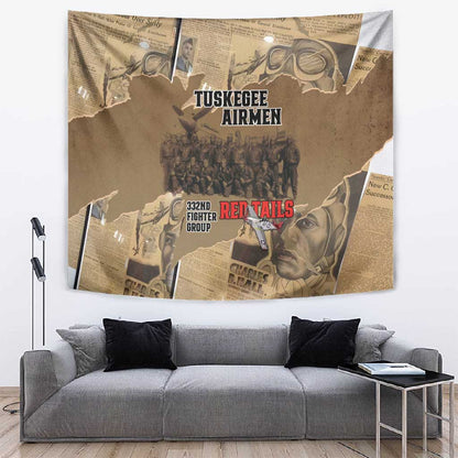Tuskegee Airmen  Red Tails Tribute Tapestry Black History Air Force - African Pride