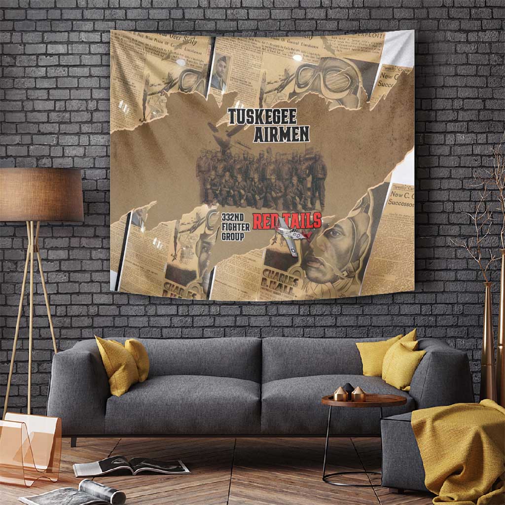 Tuskegee Airmen  Red Tails Tribute Tapestry Black History Air Force - African Pride