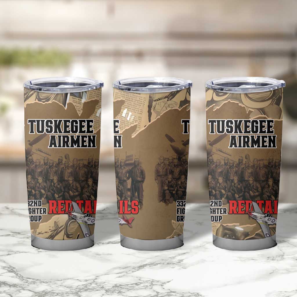 Tuskegee Airmen  Red Tails Tribute Tumbler Cup Black History Air Force - African Pride
