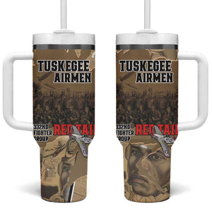Tuskegee Airmen  Red Tails Tribute Tumbler With Handle Black History Air Force - African Pride