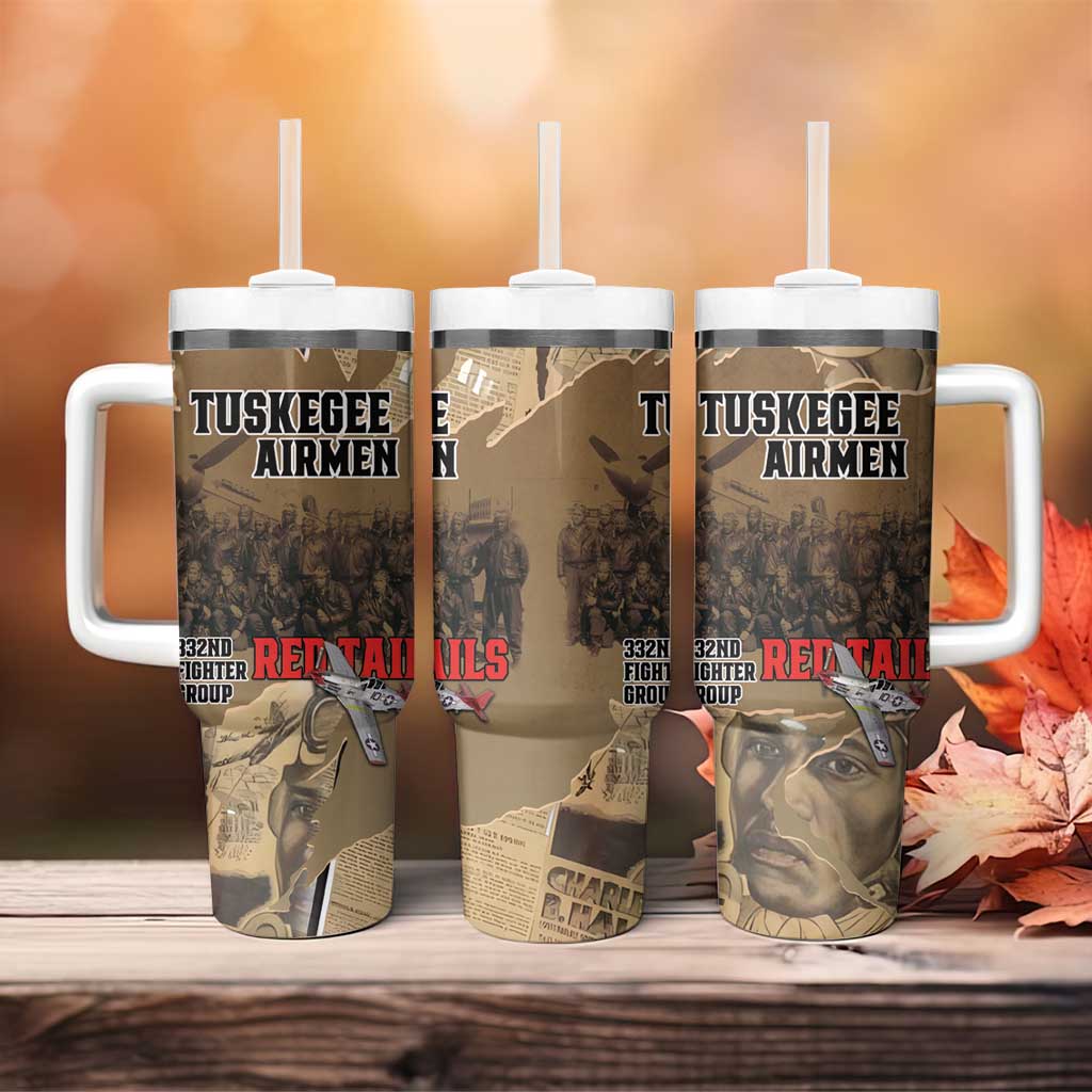 Tuskegee Airmen  Red Tails Tribute Tumbler With Handle Black History Air Force - African Pride